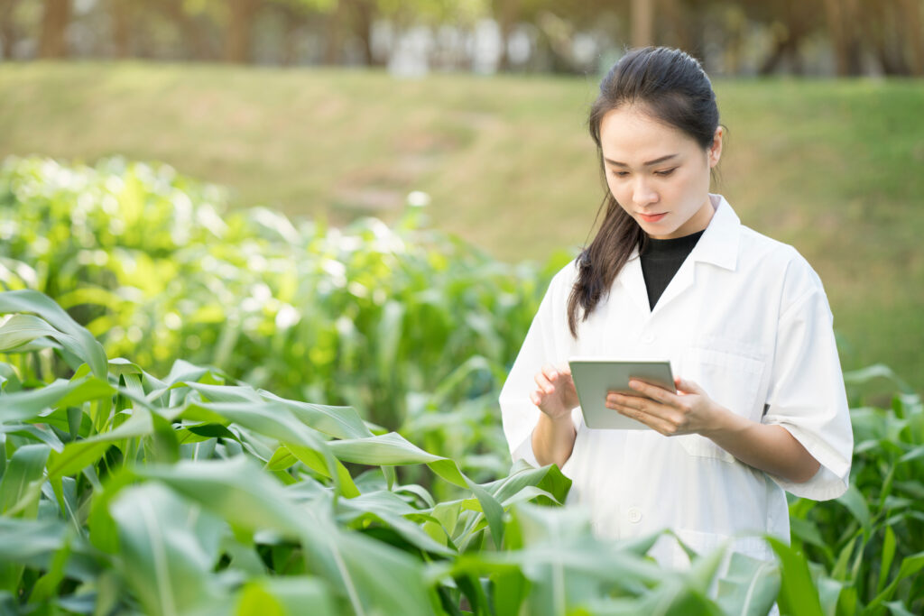 Scientist researching plant protein