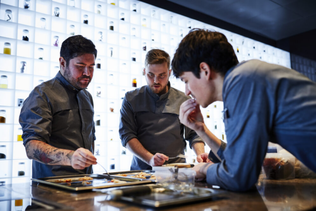 Chefs tasting food at The Alchemist in Copenhagen