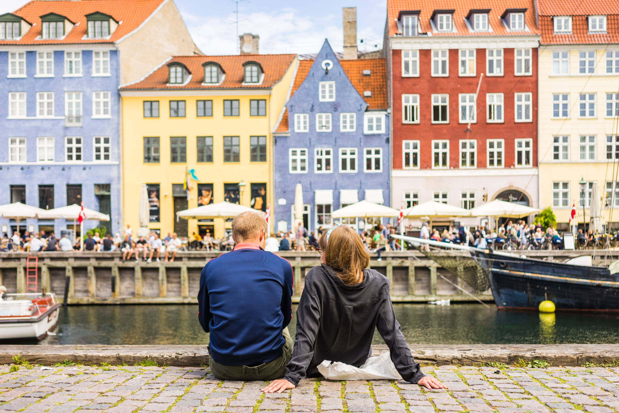 People by the pier in Copenhagen, Denmark